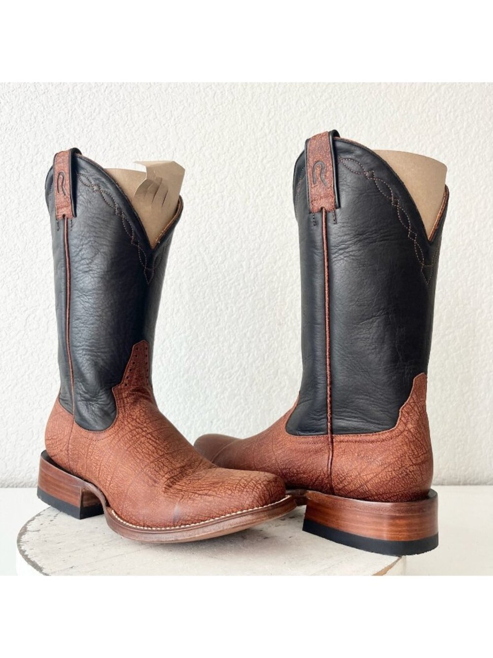 Rod Patrick Mens Brown Cowboy Boots Leather Sole Western Blunt Toe Size 8.5B